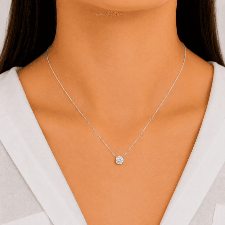 Corrente com Pingente Ponto de Luz em Prata 925