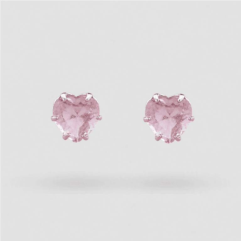 Brinco Coração Cristal Rosa Prata 925 — default