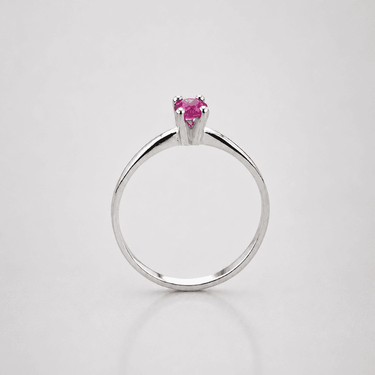 Solitário com Zircônia Rosa Prata 925