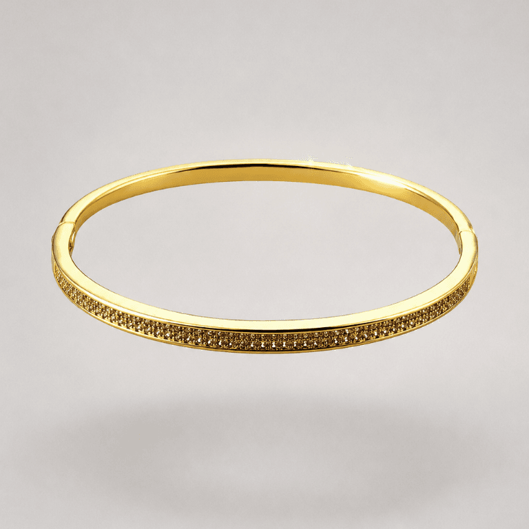 Bracelete Cravejado com Zircônias Cravação Pavê Banhado a Ouro !8K — default