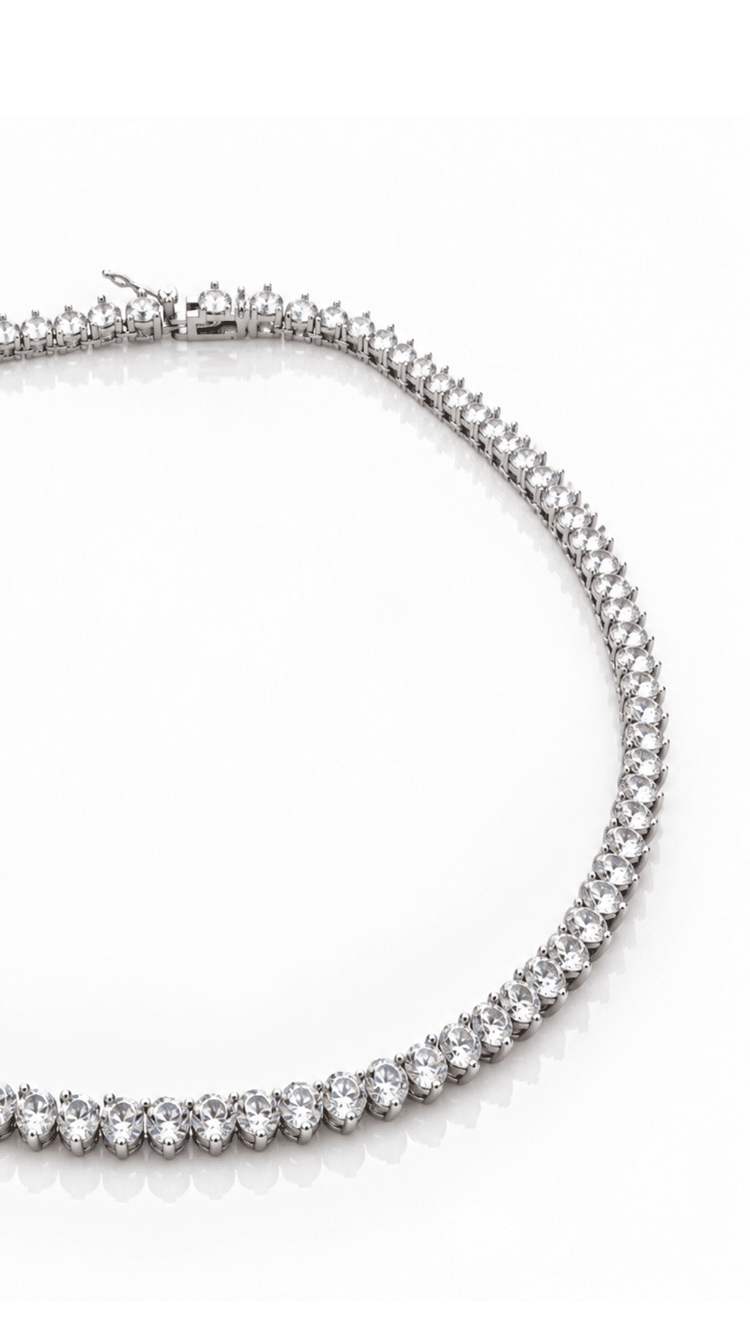 Colar Riviera Três Pontas com Zircônias Banhado a Ouro Branco