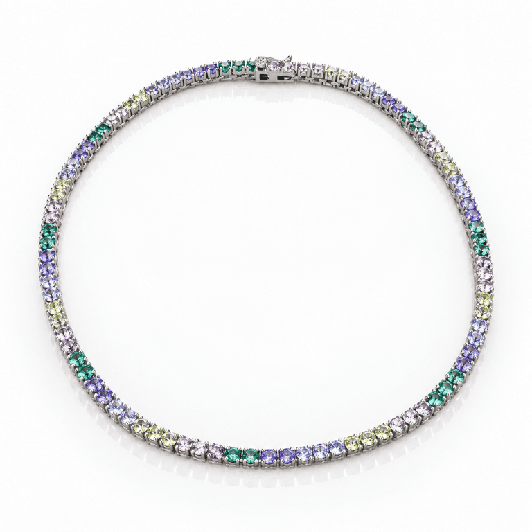 Colar Riviera Candy Color Banhado a Ouro Branco — default