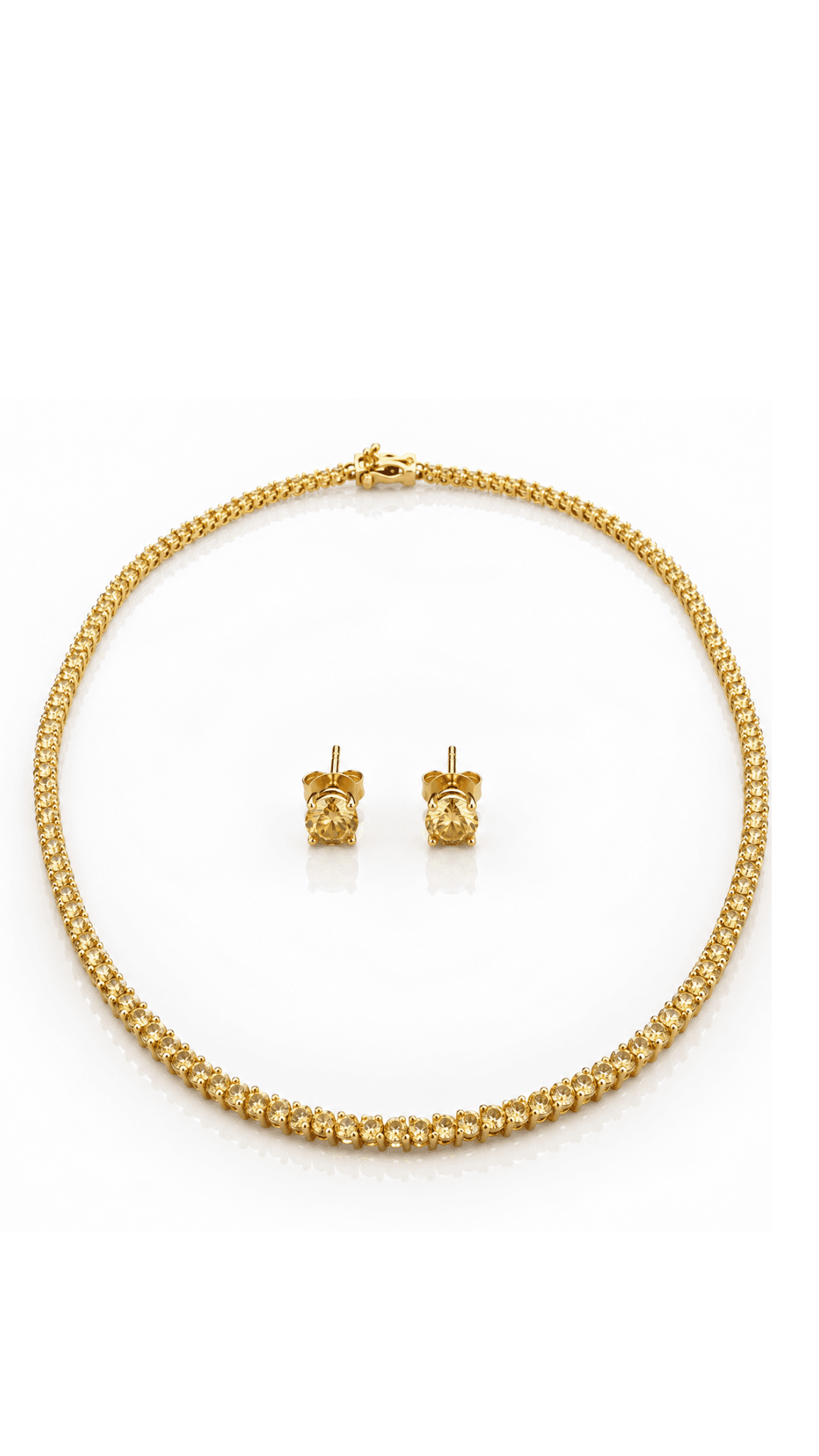 Conjunto Riviera Citrino Três Pontas Banhado a Ouro 18K — default