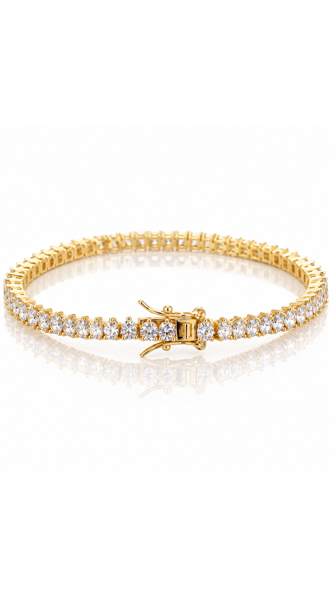 Pulseira Riviera Três Pontas com Zircônias Banhada a Ouro 18K