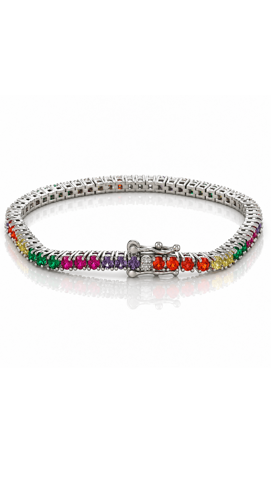 Pulseira Riviera Colorida Banhada a Ouro Branco — default