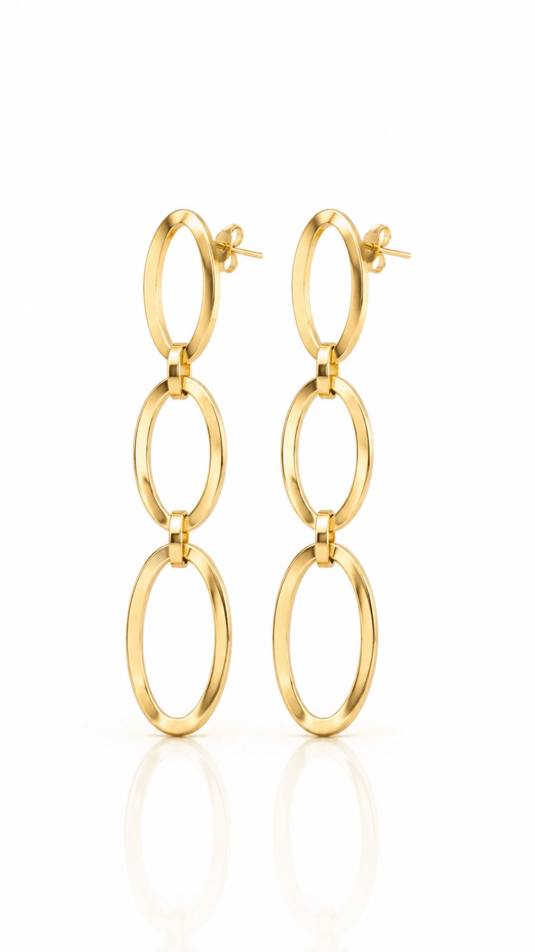 Brinco Elos Ovais Banhado a Ouro 18K