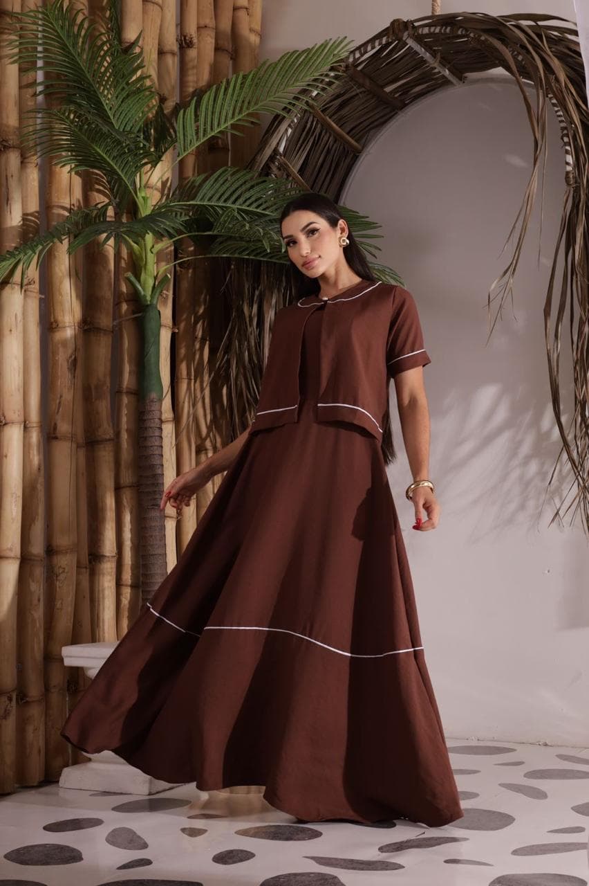 Conjunto VÂLERIA (vestido e blusa) — MARROM - ÚNICO (38-42)