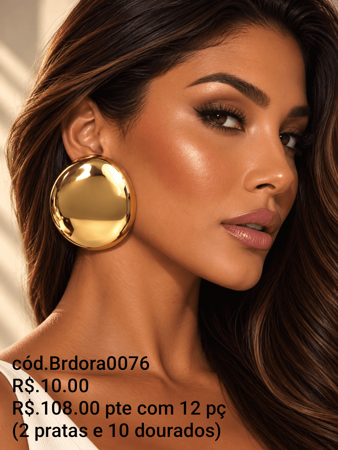 Brinco Disco Oval Bombê (Brdora0076) — Dourado