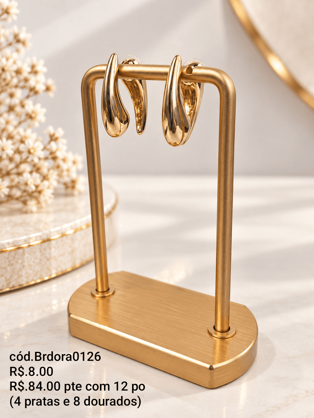 Brinco Argola Dupla Gota (Brdora0126) — Dourado