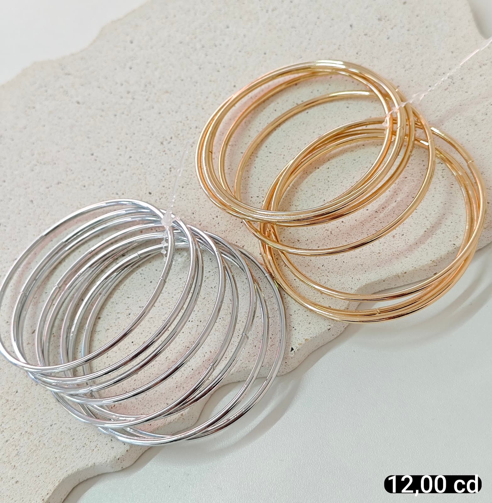 Kit Pulseiras Argolas Finas Lisas — Dourado