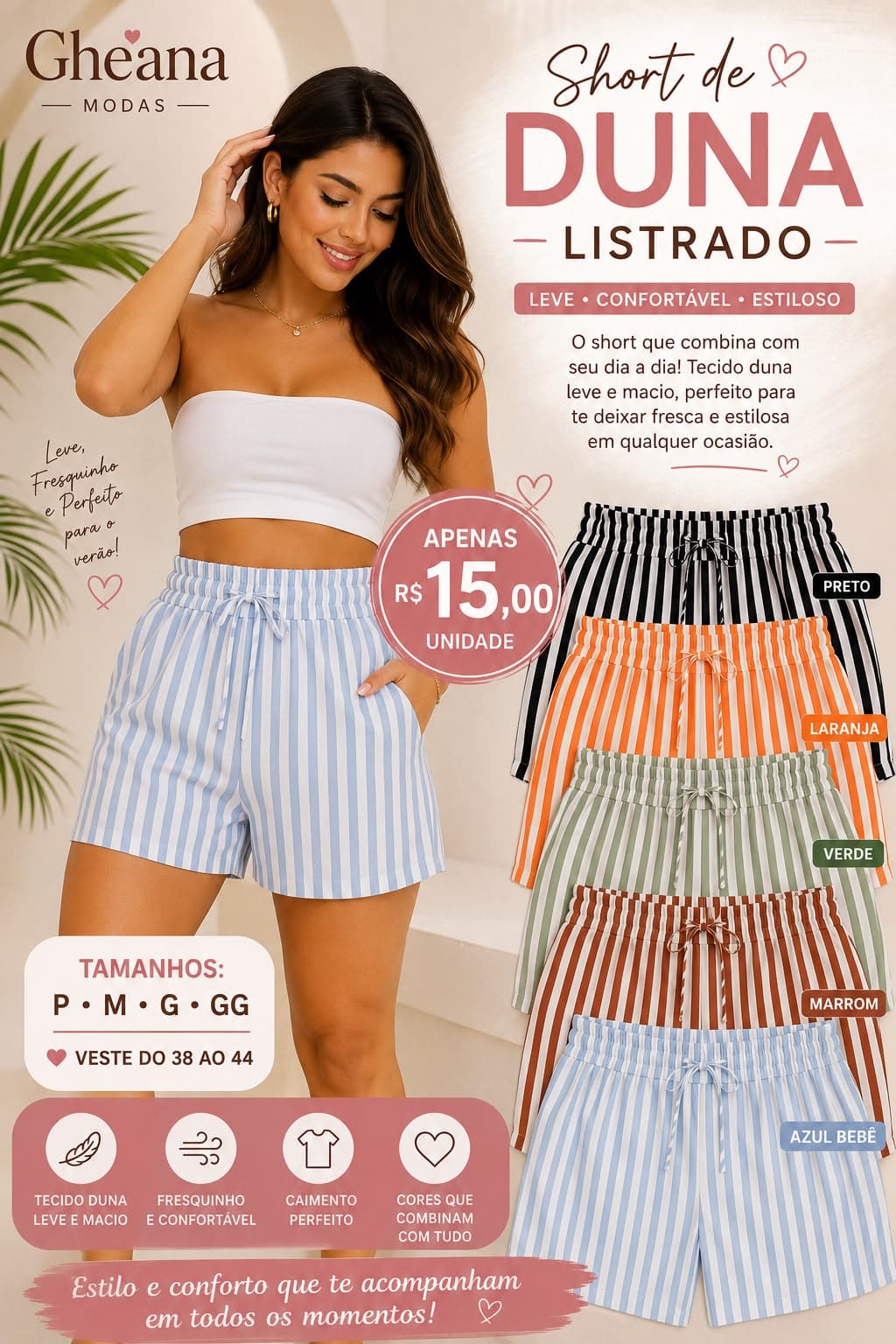 Short listrado