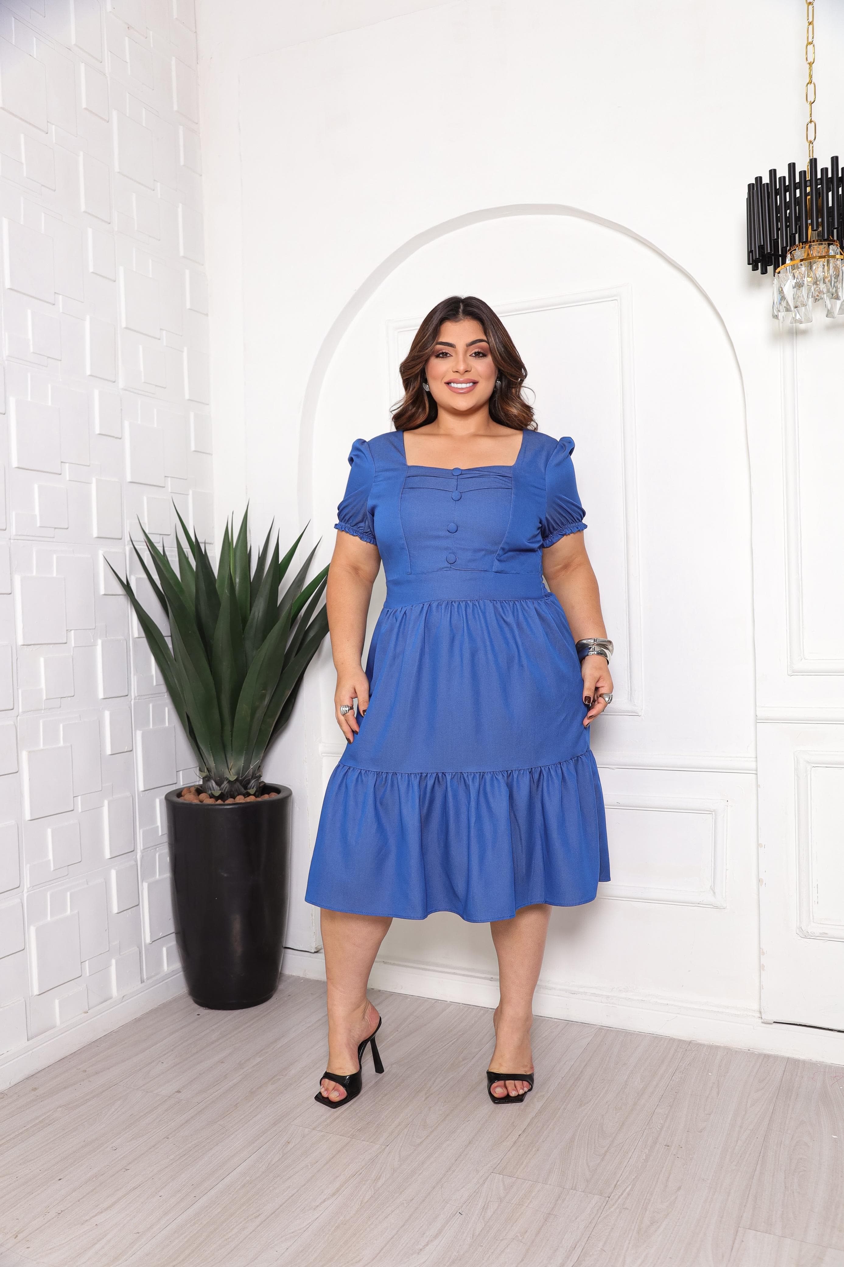 Vestido Safira midi chambray M ao G3 — G1