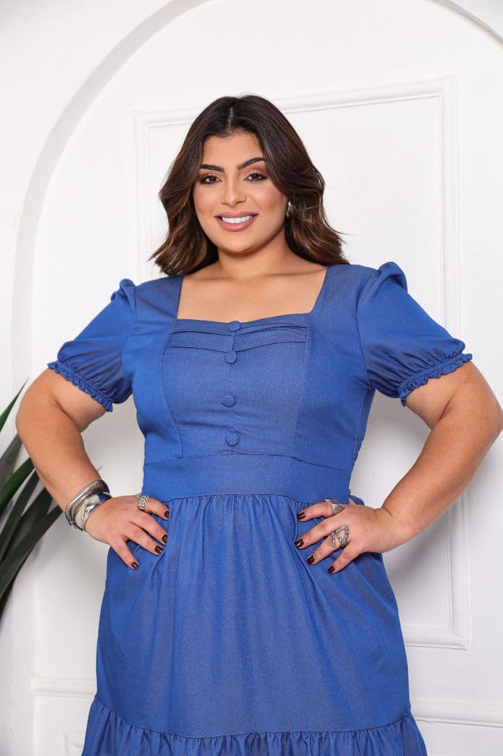 Vestido Safira midi chambray M ao G3