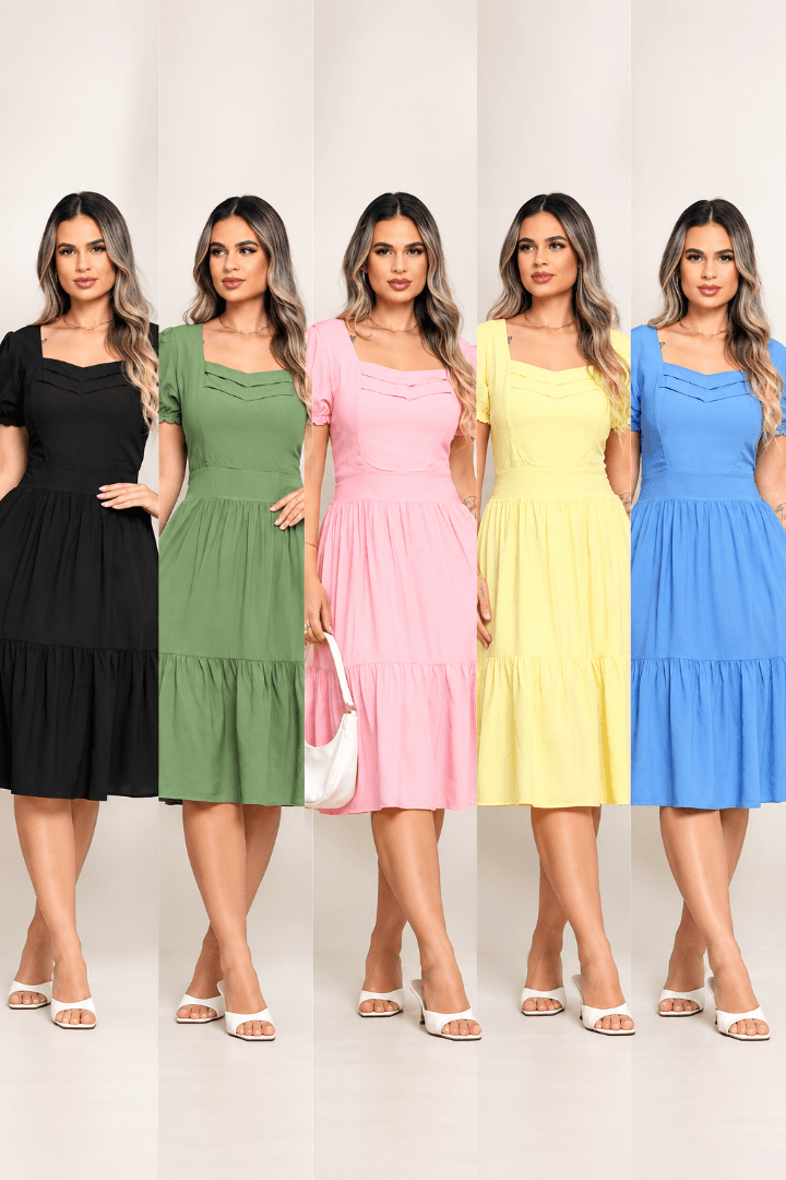 Vestido Safira midi G — AZUL