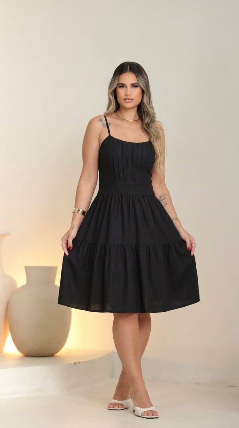 Vestido Andresa curto G viscolinho