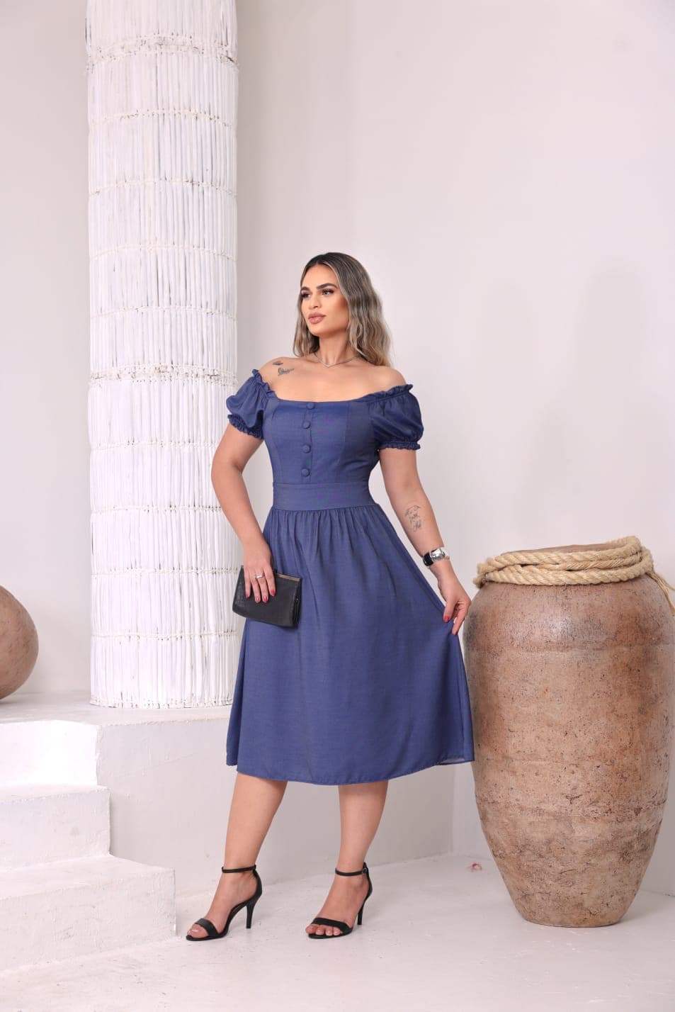 Vestido susy midi chambray
