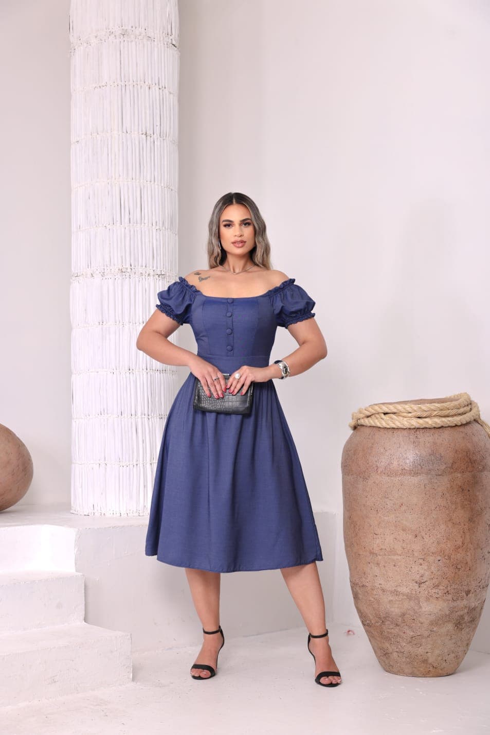 Vestido susy midi chambray