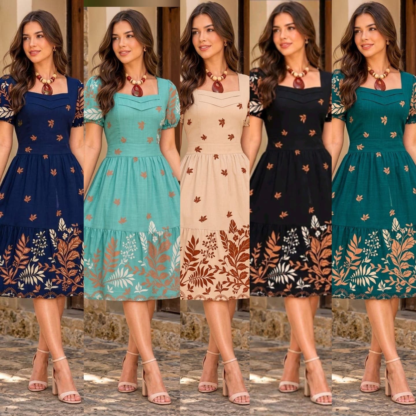Vestido Safira midi estampado — PRETO