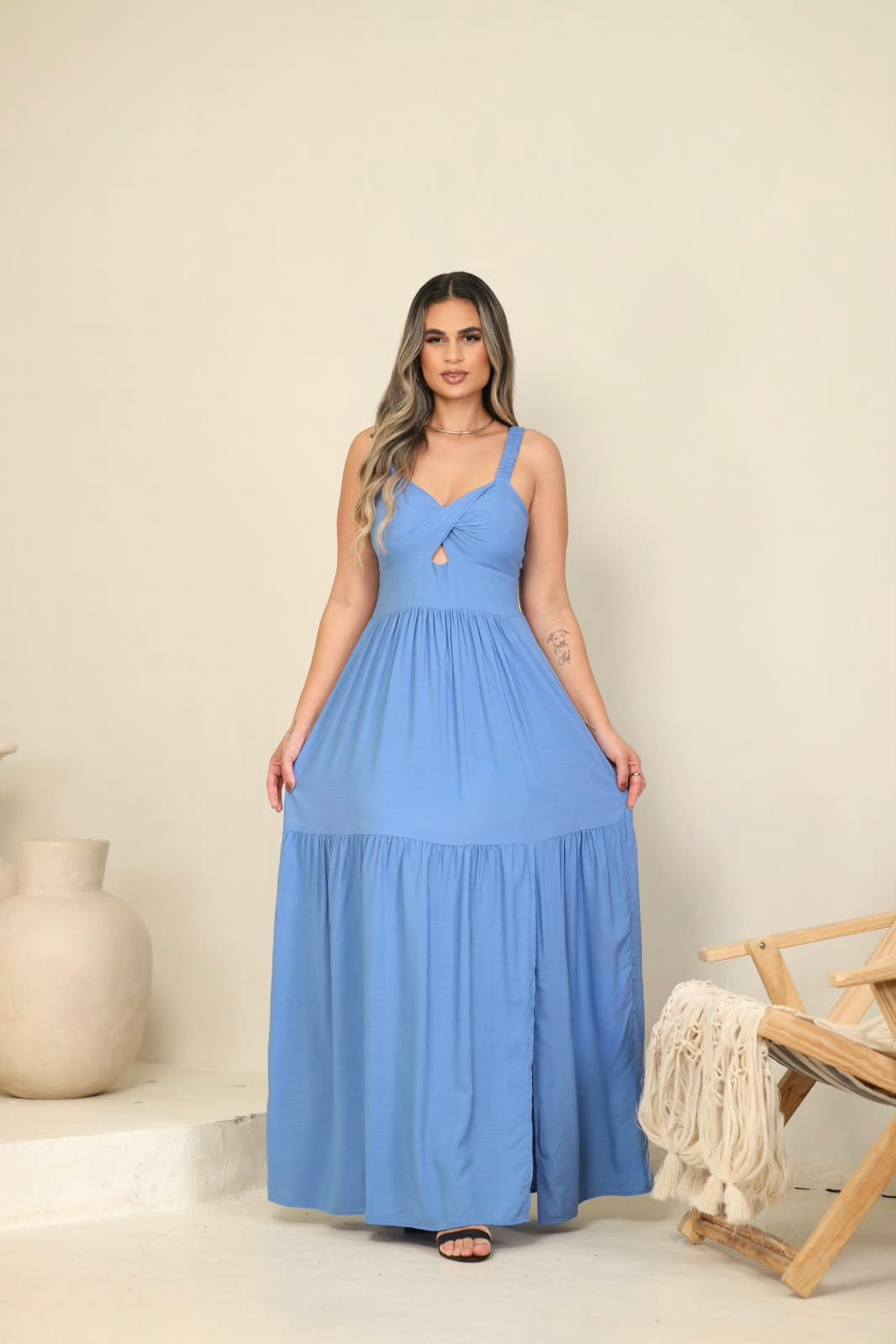 Vestido valentina viscolinho liso
