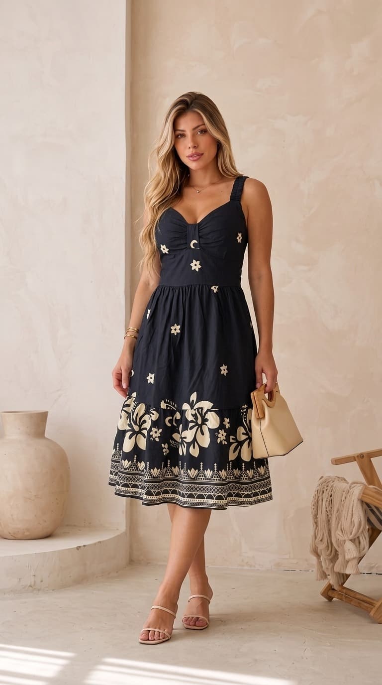 Vestido samora curto estampado