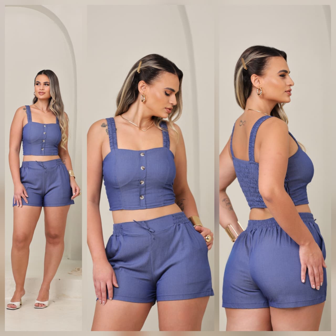 Shorts linda M,G,GG chambray — M