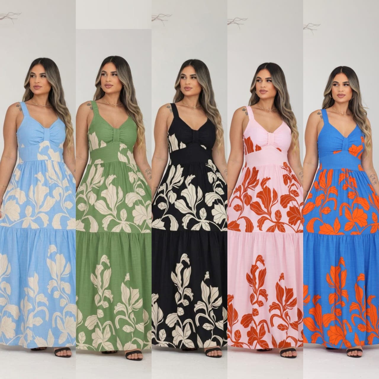 Vestido samora longo Estampado — AZUL ROYAL