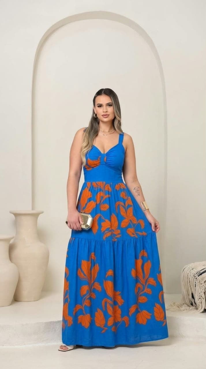 Vestido samora longo Estampado
