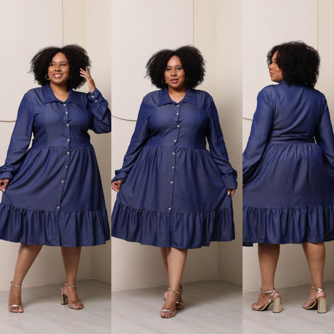 Vestido Aurora Midi M ao G3 chambray