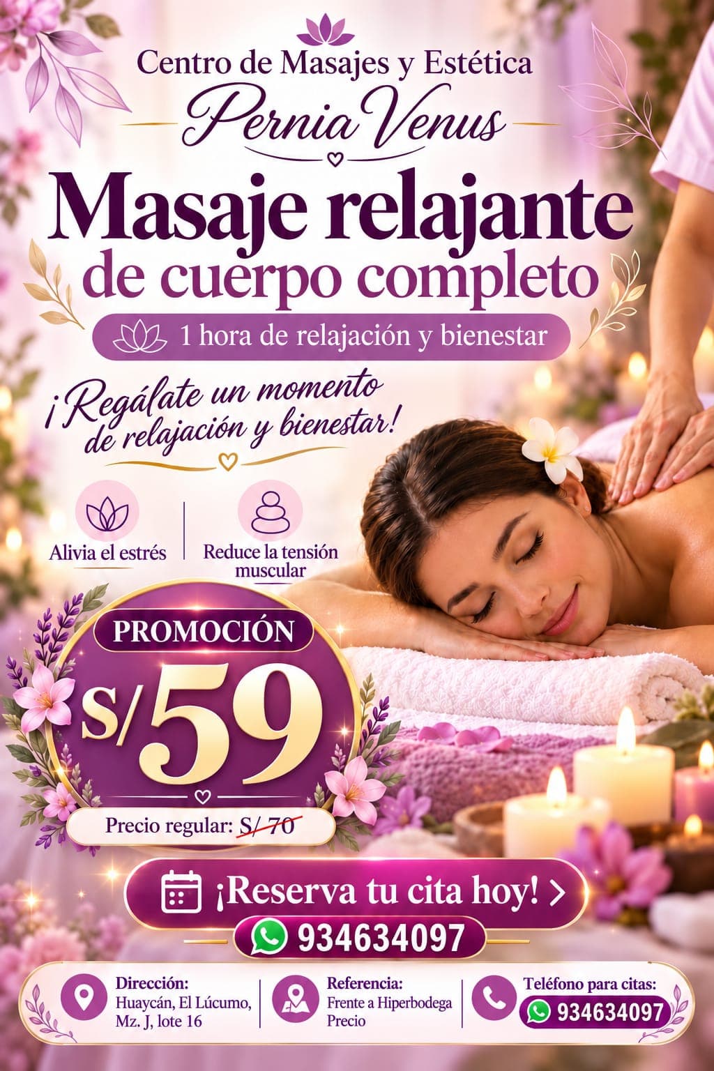 masaje relajante cuerpo completo - 1 hora