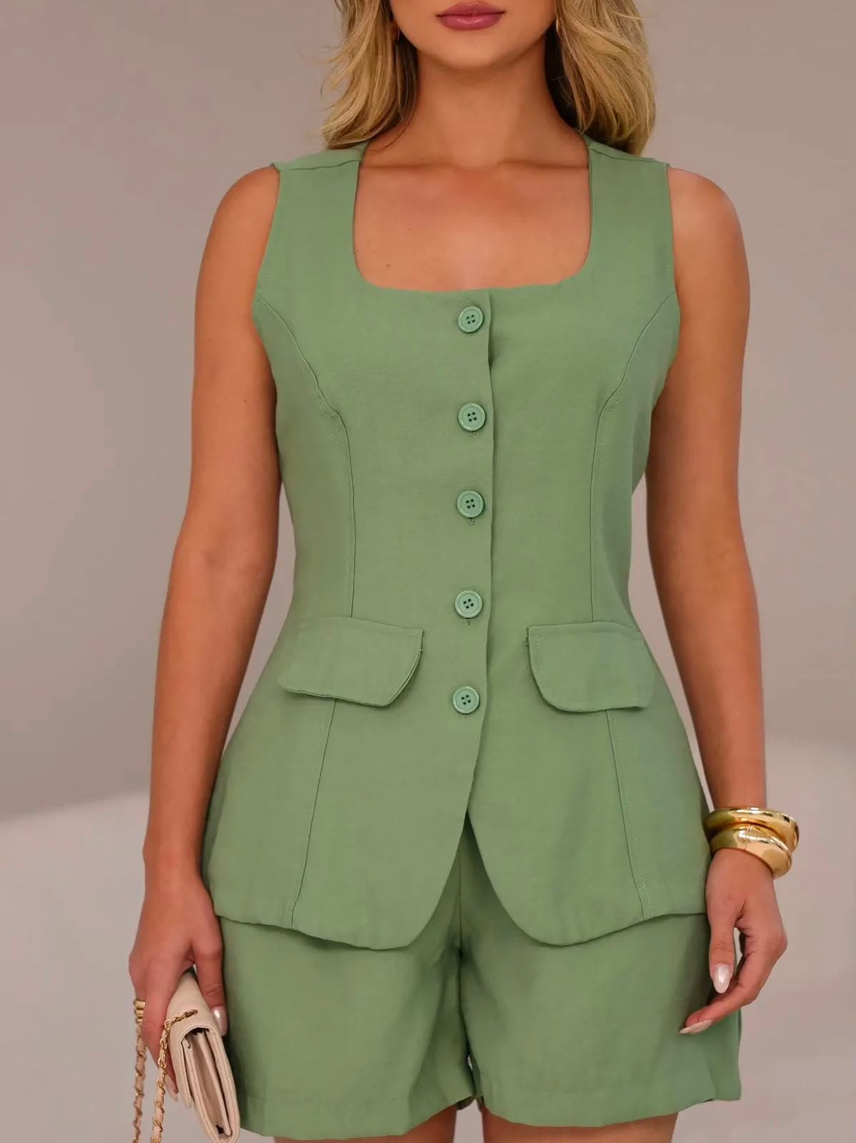 CONJUNTO COLETE SHORTE — VERDE - G