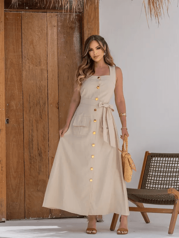 VESTIDO BELA — BEGE - GG