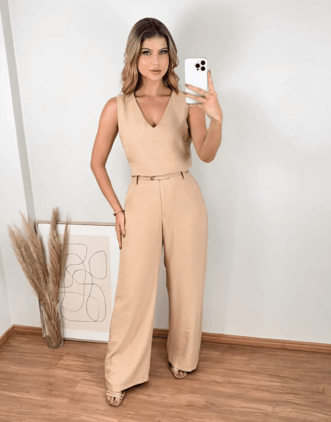 CONJUNTO PANTALONA V — BEGE - P