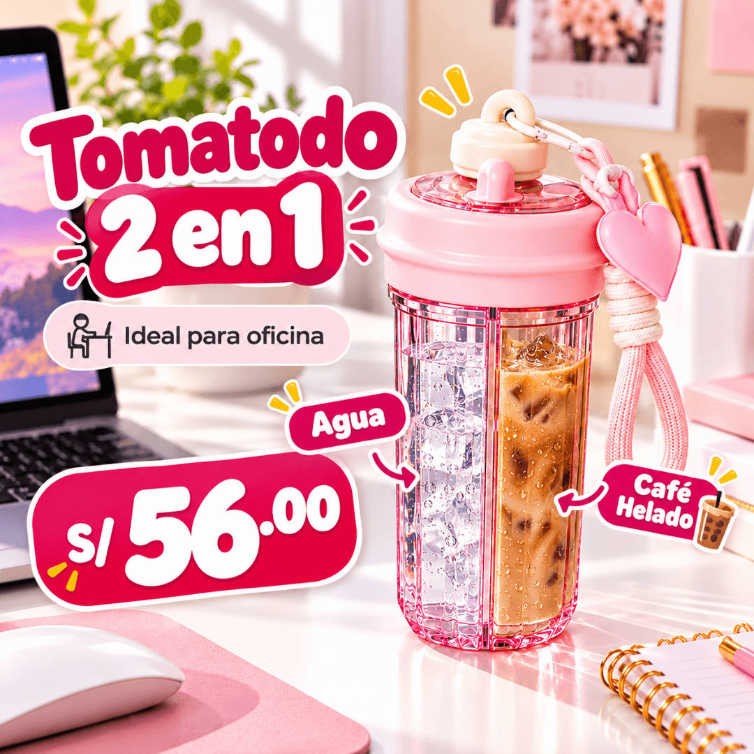 Tomatodo 2 en 1 / Lleva 2 bebidas en un solo vaso (830 ml) — 1 TOMATODO ROSADO