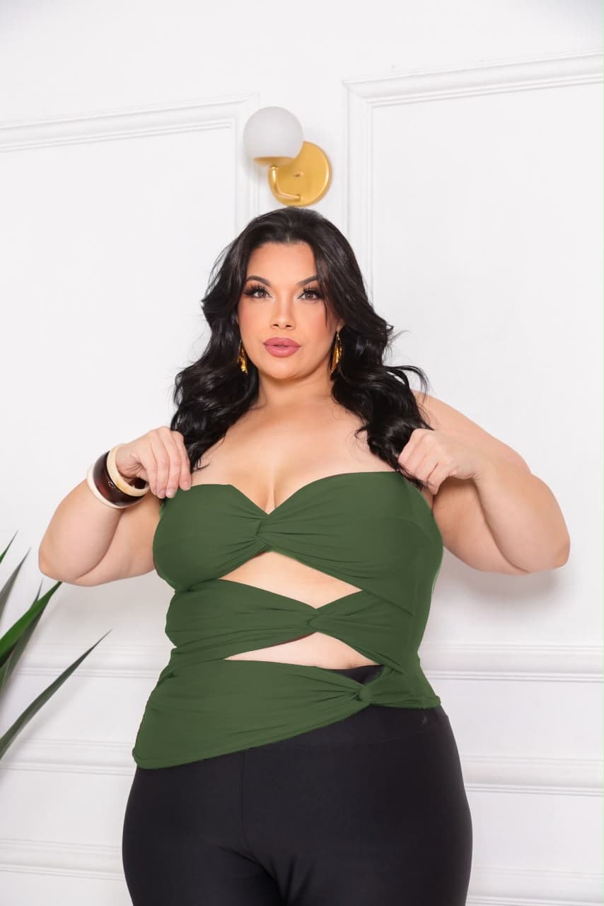 Blusa Aurora — verde militar / Base
