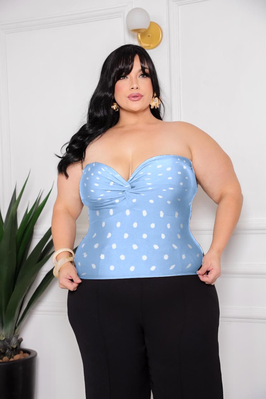 Blusa Coração — azul poa / G1