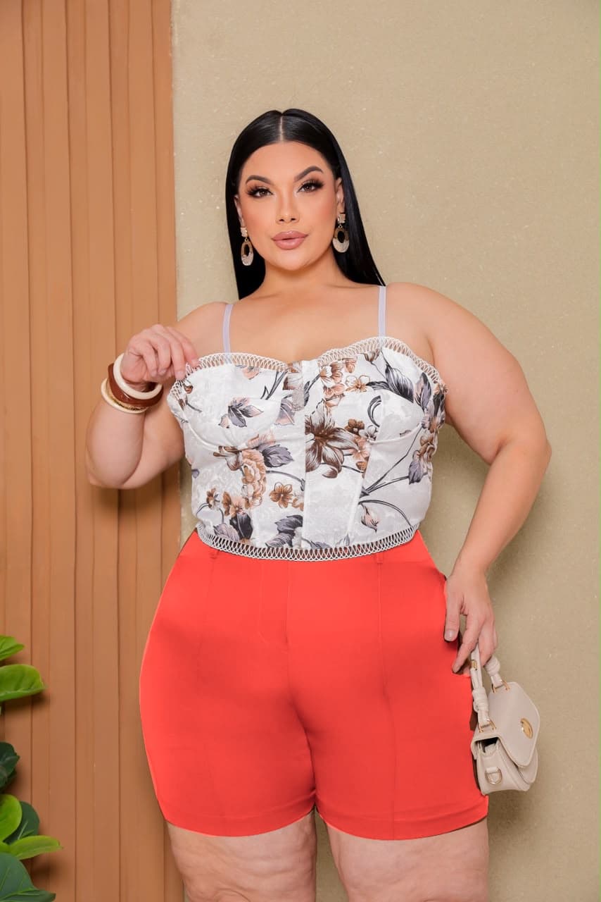 shorts cintura alta — coral / G1
