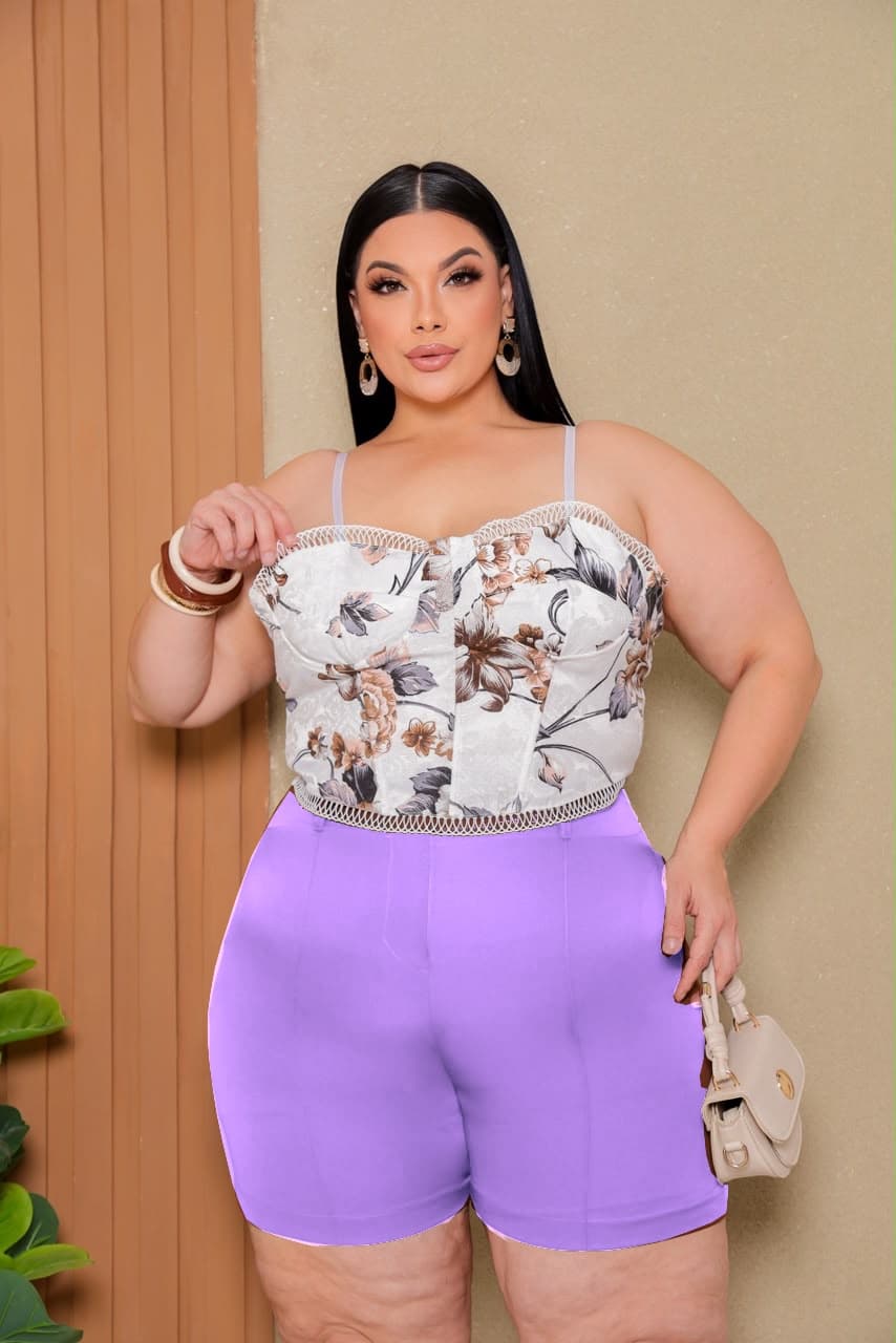 shorts cintura alta — roxo / G1