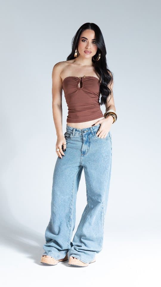 Cropped Fivela — Cropped Fivela - Marrom