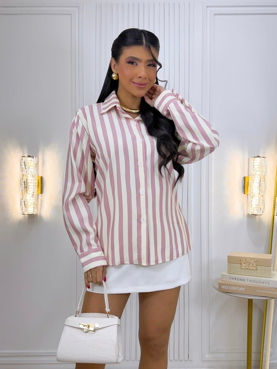 Camisa Listrada — Camisa Listrada - Rosa