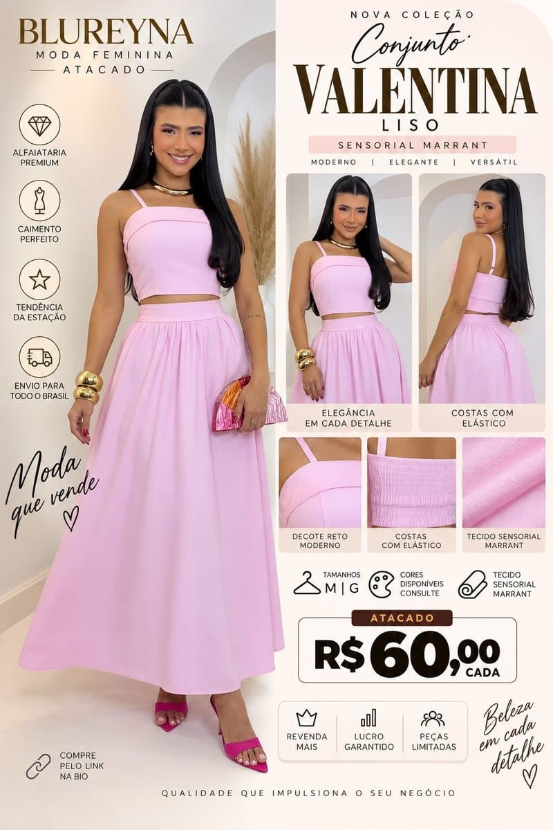 Conjunto Valentina Liso — Conjunto Valentina Liso - Rosa / G