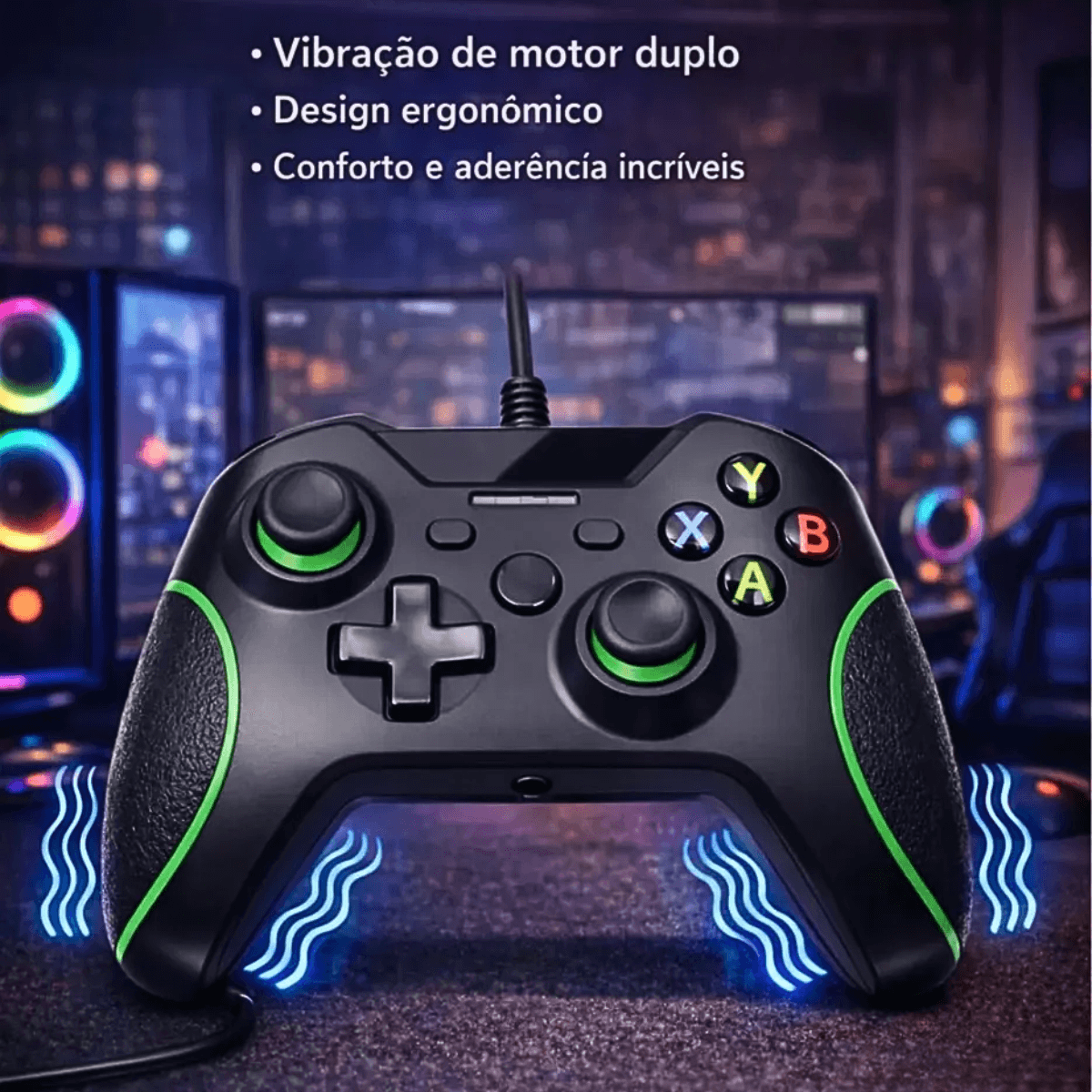 Controle Gamer Fio 2 Metros Compativel Computador AL-6113