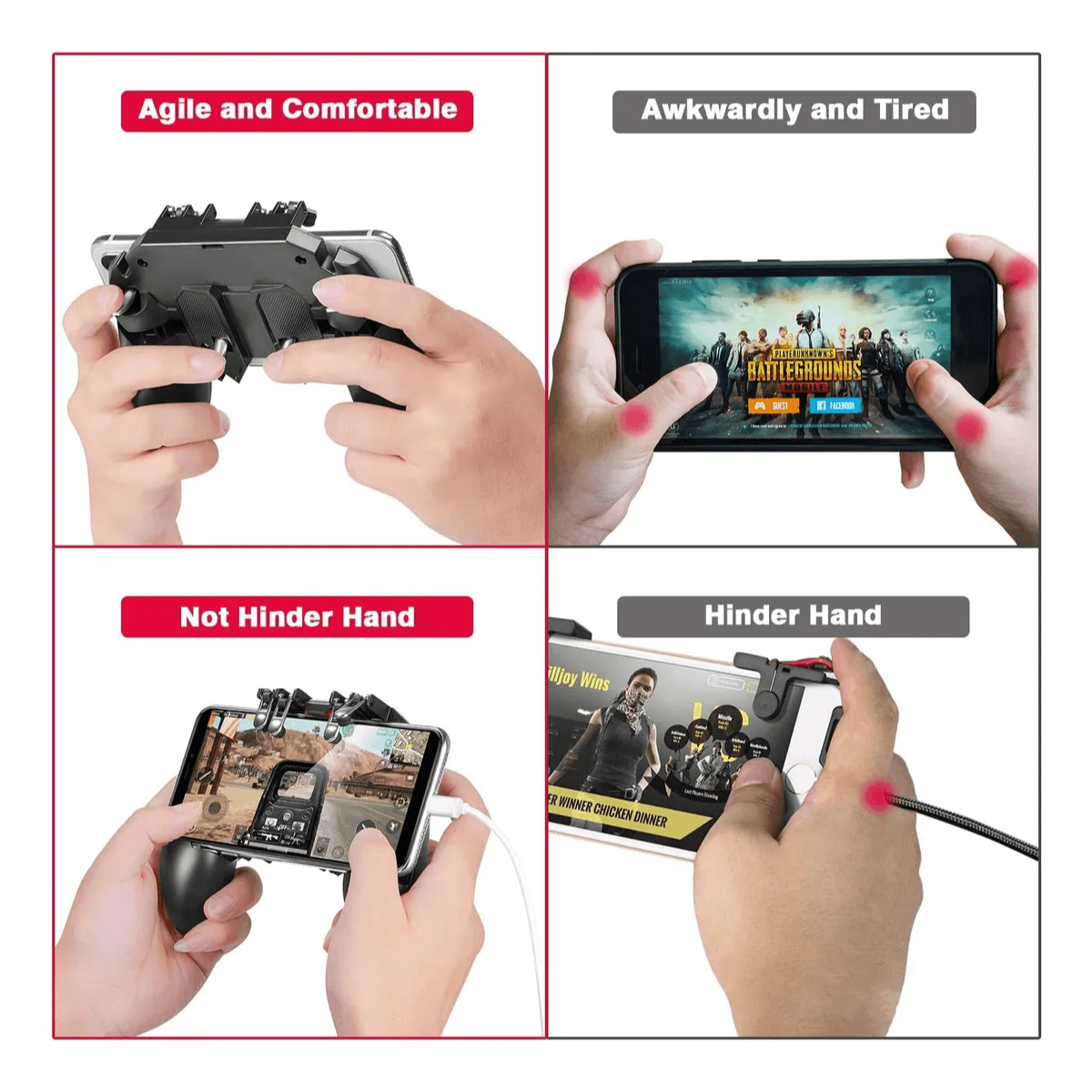 Controle Gamer Manual Gatilhos Suporte Celular CON-7436