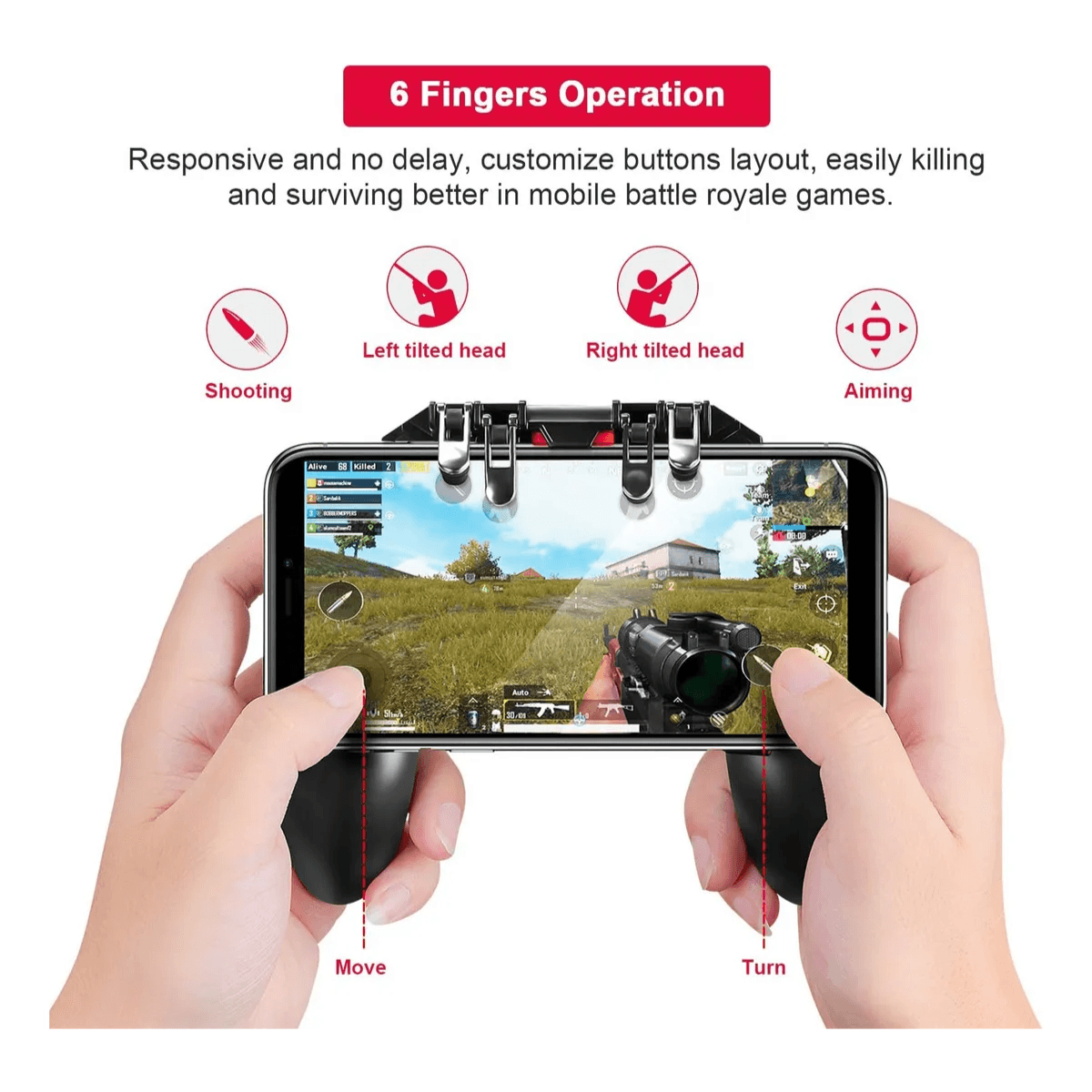 Controle Gamer Manual Gatilhos Suporte Celular CON-7436
