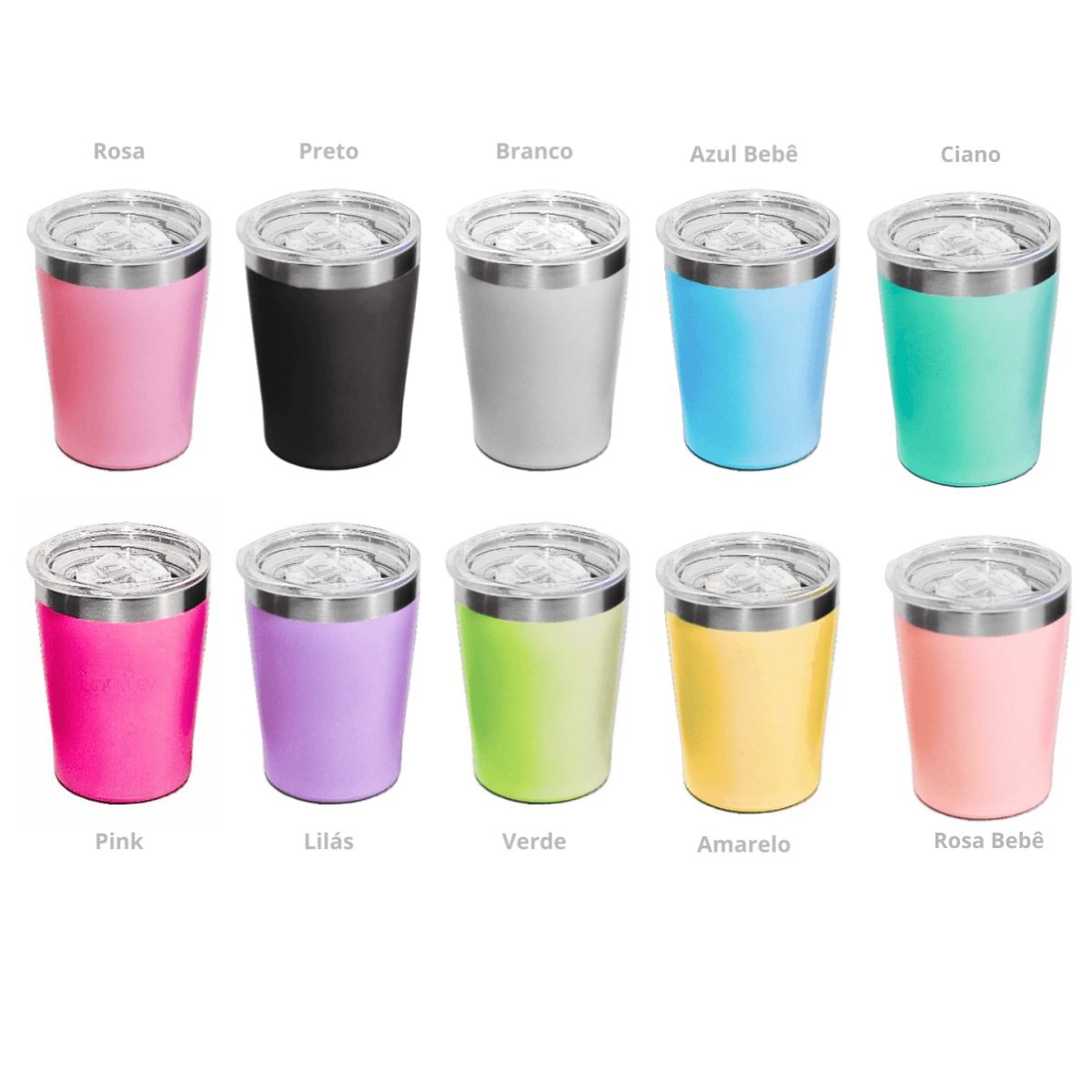 Mini Copo Térmico Aço Inox 260 ml TAMPA Copo-260 — Rosa Bebê