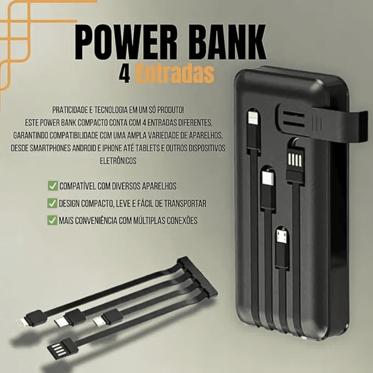 Carregador Portátil Power Bank 10000mAh 04 Saídas USB KA-966