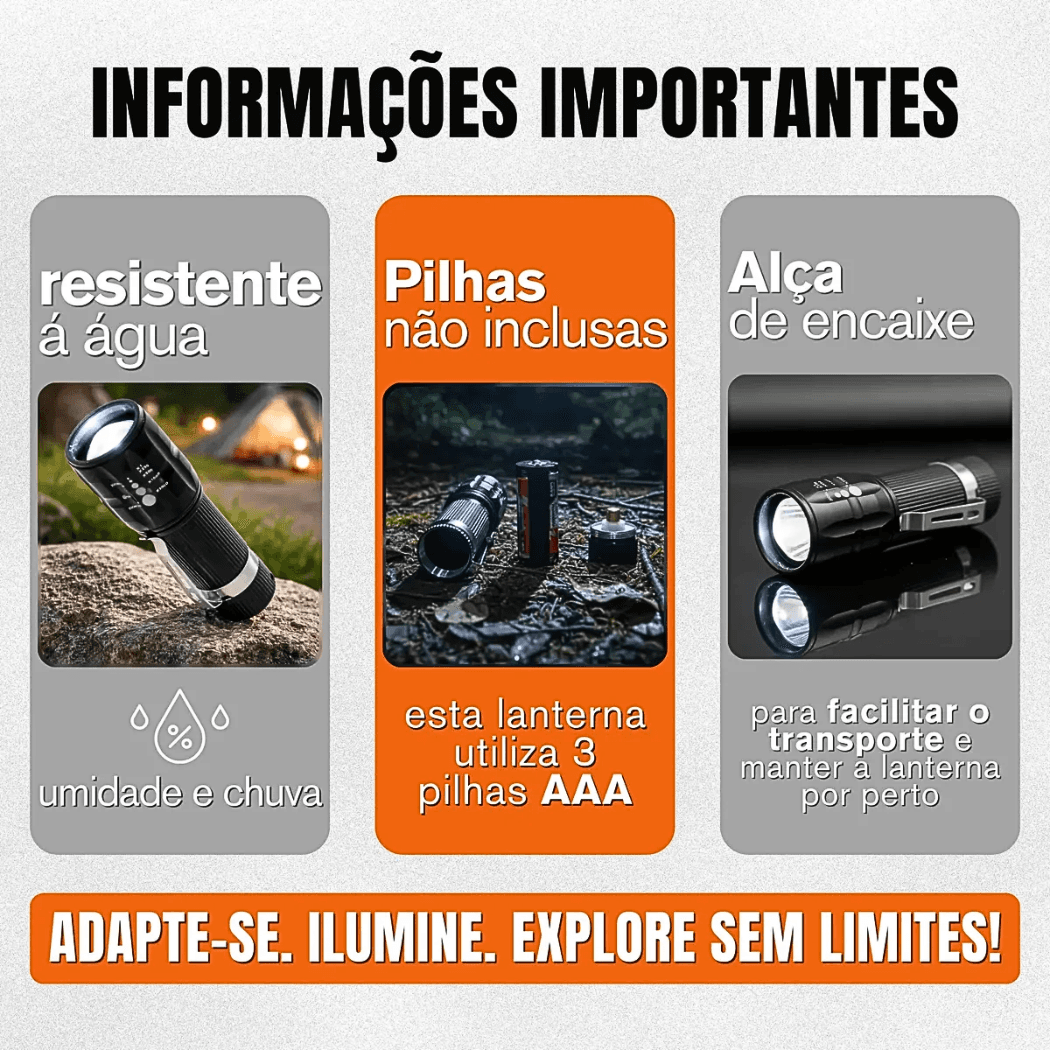 Lanterna Tática Portátil MINI a Pilha Zoom KA-L1589