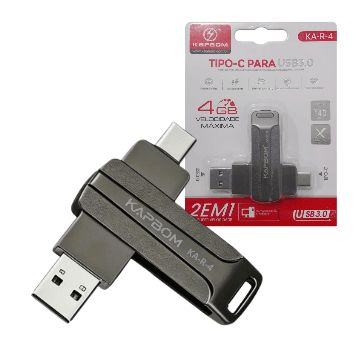 Pendrive 4GB Unidade Flash TIPO-C USB 3 0 Alta KA-R4 — default