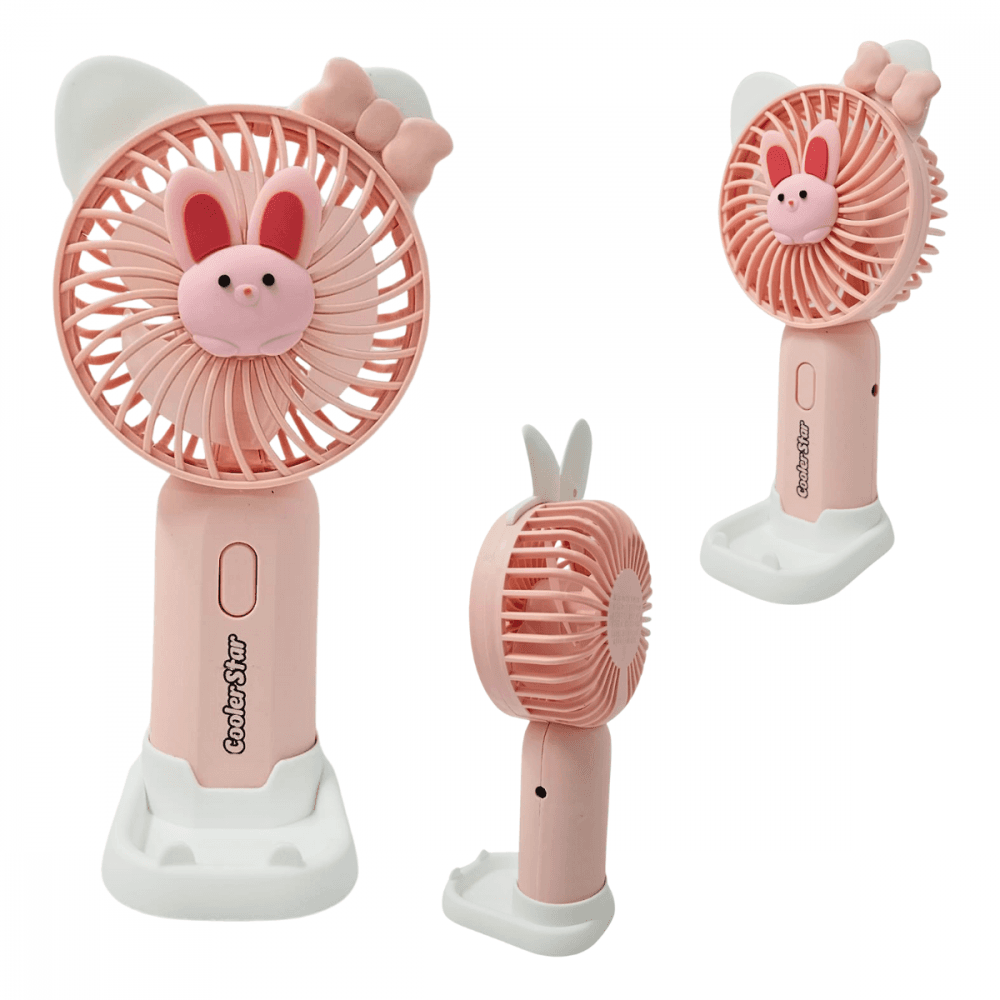 Mini Ventilador Portátil Recarregável Mesa Cooler 677-59 — Rosa Gato