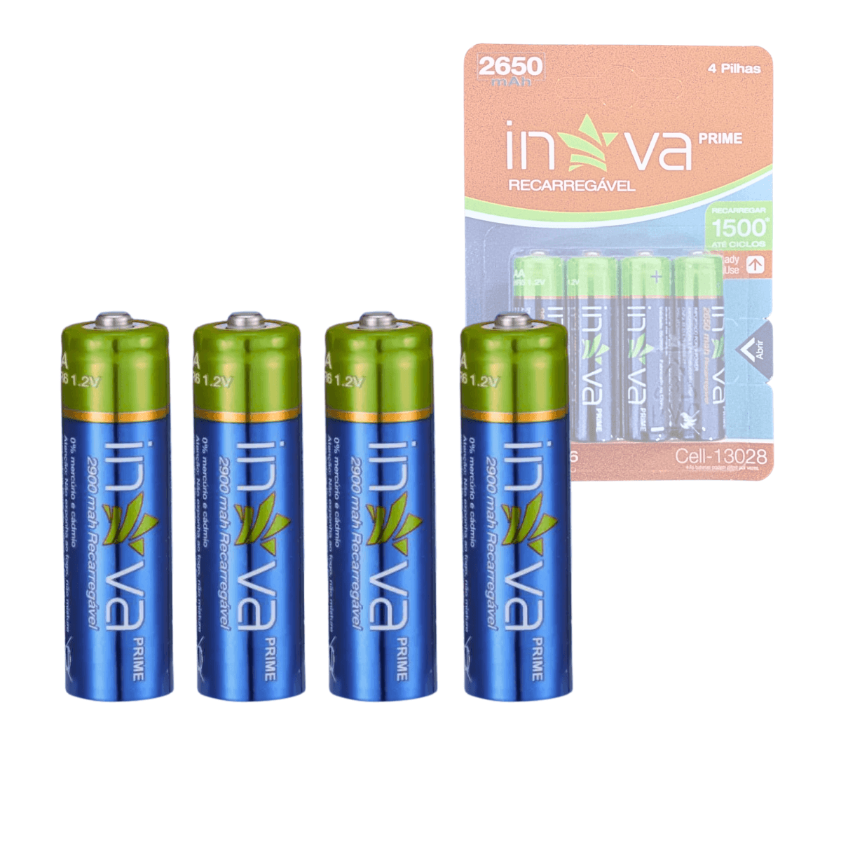 Kit 04 pilhas recarregáveis aa 1 2v prime cell-13028 — default