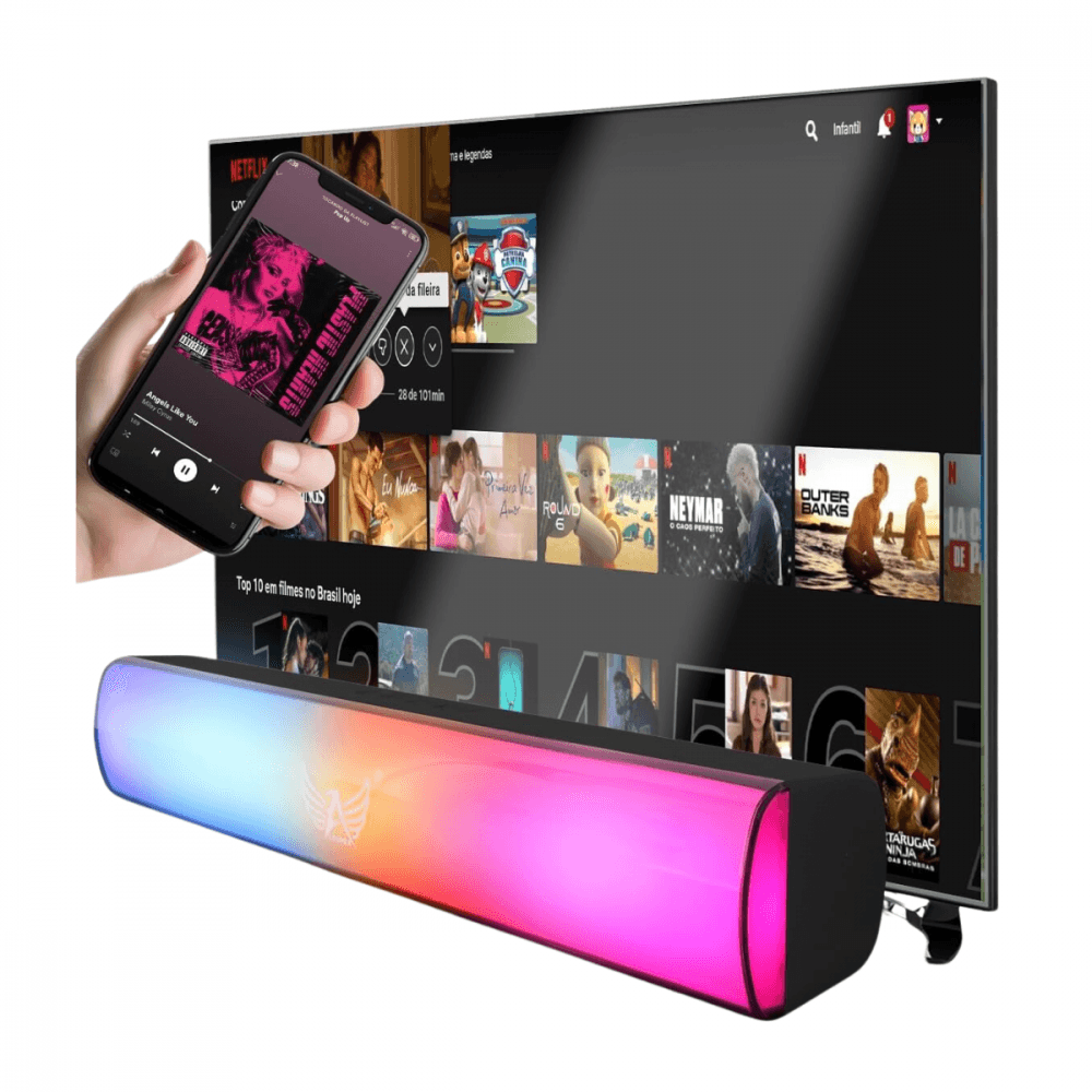 Caixa som soundbar bluetooth 10w led tv notebook al-8665